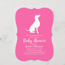 Invitación Weimaraner Dog Chica Baby Shower Pink