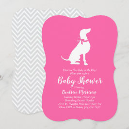 Invitación Weimaraner Dog Chica Baby Shower Pink