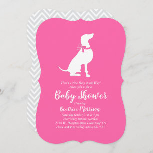 Invitación Weimaraner Dog Chica Baby Shower Pink