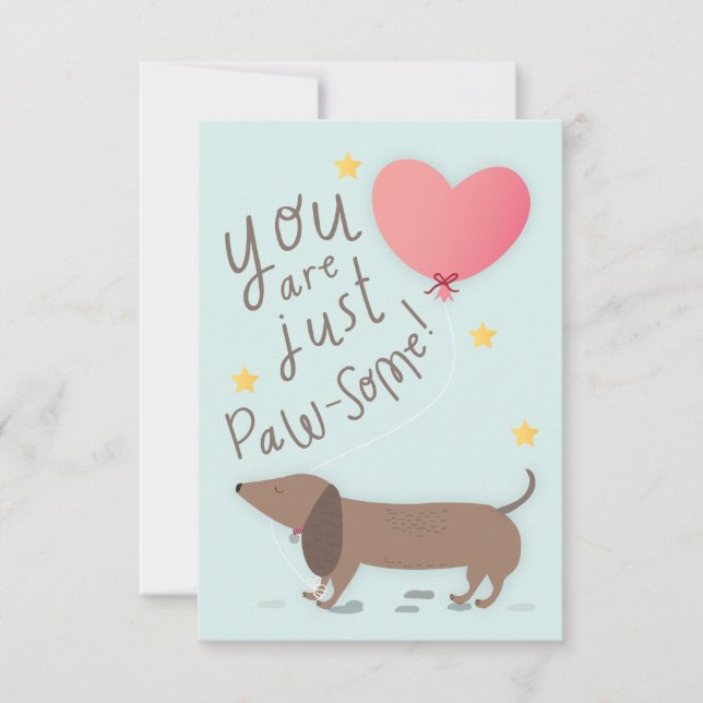 Invitación Weiner Dog & Balloon Valentine's Day Card (Anverso)
