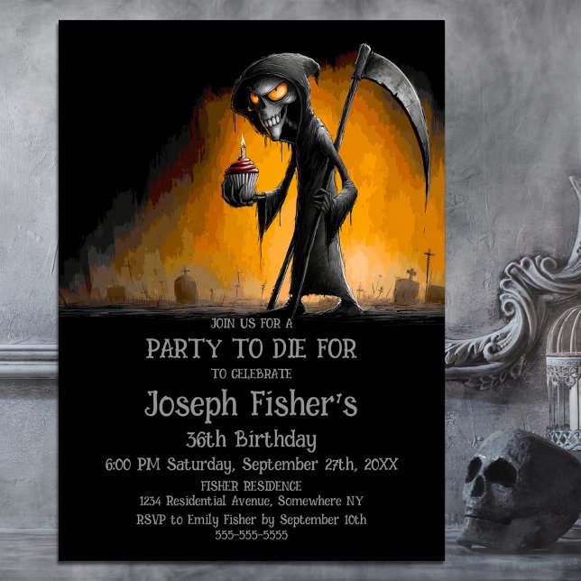 Invitación Weird Grim Reaper with Cupcake Birthday Party (Subido por el creador)