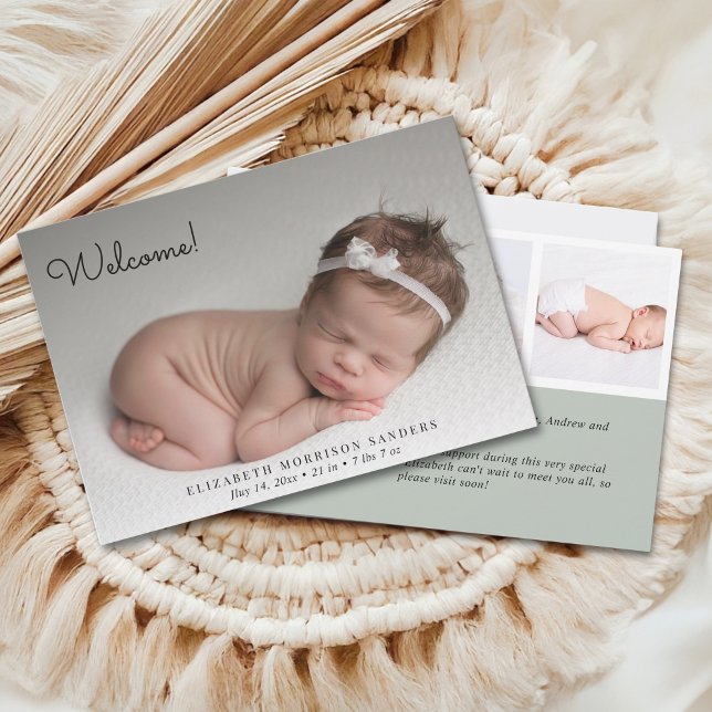 Invitación Welcome! Baby Girl Photos Background Customizable  (Subido por el creador)