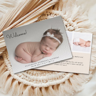 Invitación Welcome! Baby Girl Photos Background Customizable