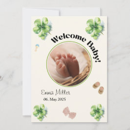 Invitación Welcome baby round photo