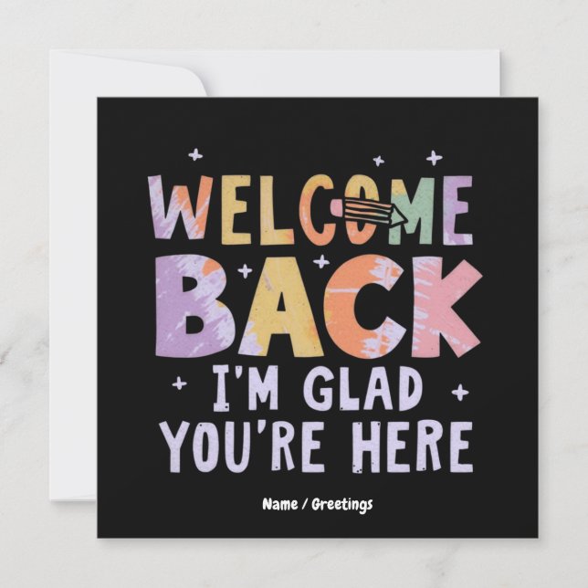 Invitación Welcome Back I'm Glad You're Here First Day School (Anverso)