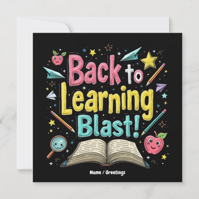 Invitación Welcome Back to School Learning Blast Kids Teacher (Anverso)