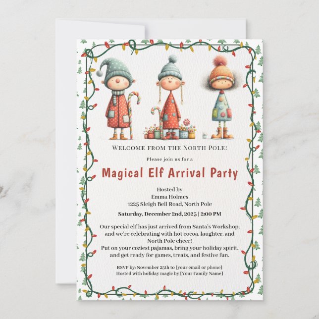 Invitación Welcome Elf Party | North Pole Arrival Celebration (Anverso)