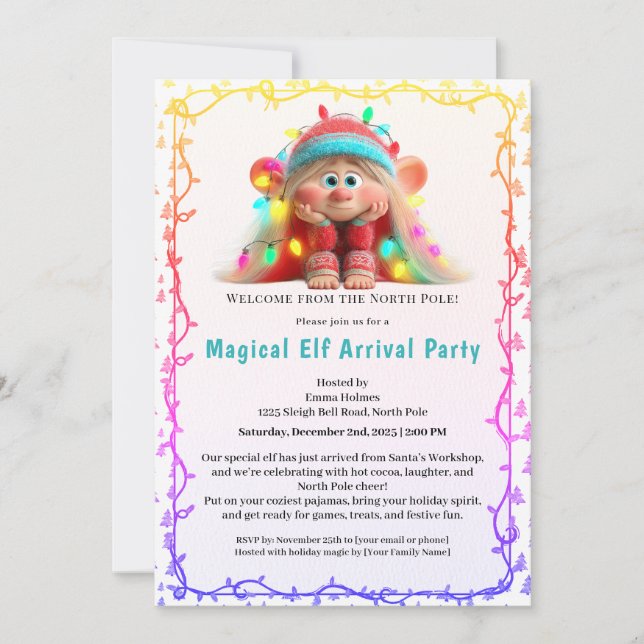 Invitación Welcome Elf Party | North Pole Arrival Celebration (Anverso)