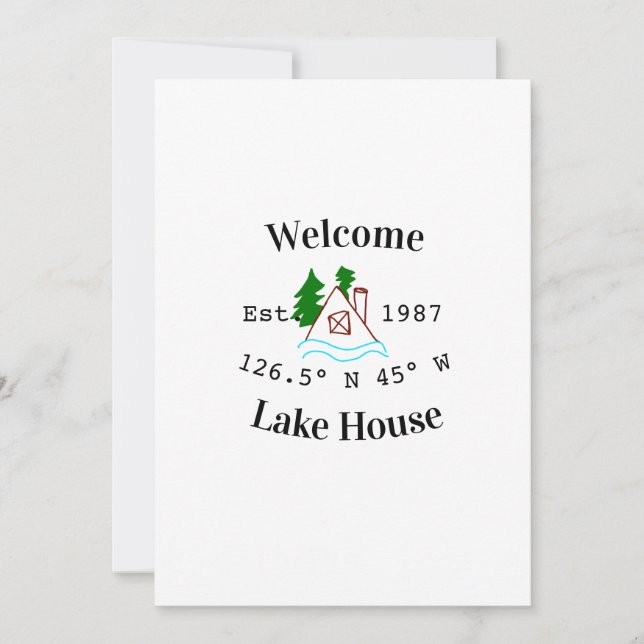 Invitación Welcome lake house corrdinated est. Year mountain  (Anverso)