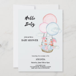 Invitación Welcoming the baby elephant above the clouds