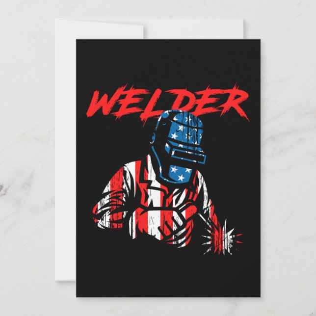 Invitación Welder Profession American Flag Metal Welding Gift (Anverso)