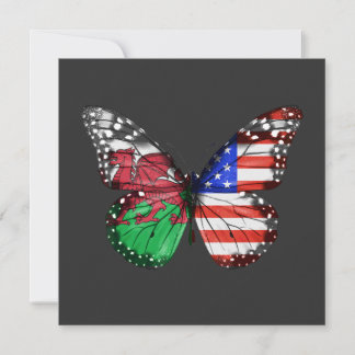 Invitación Welsh American Flag Butterfly