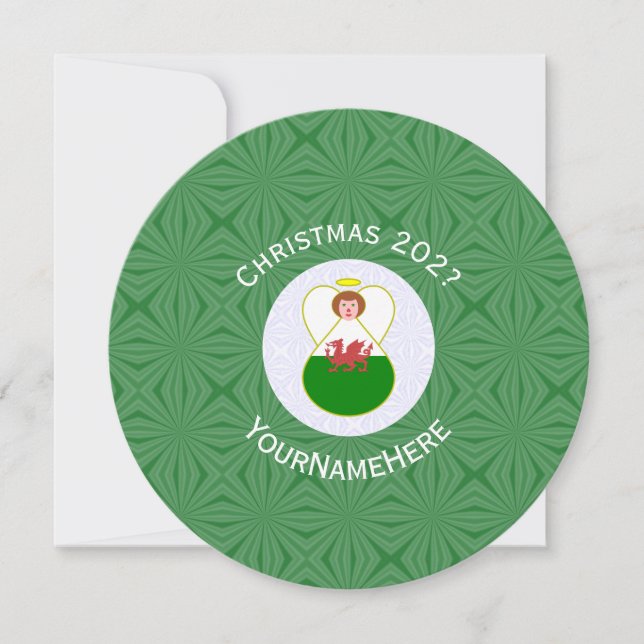 Invitación Welsh Angel Christmas Flag Personalized  (Anverso)