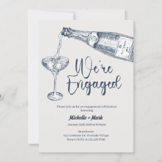 Invitación We're Engaged, Champagne Engagement, minimal