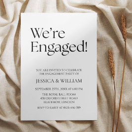 Invitación We're Engaged Minimalist Engagement Party