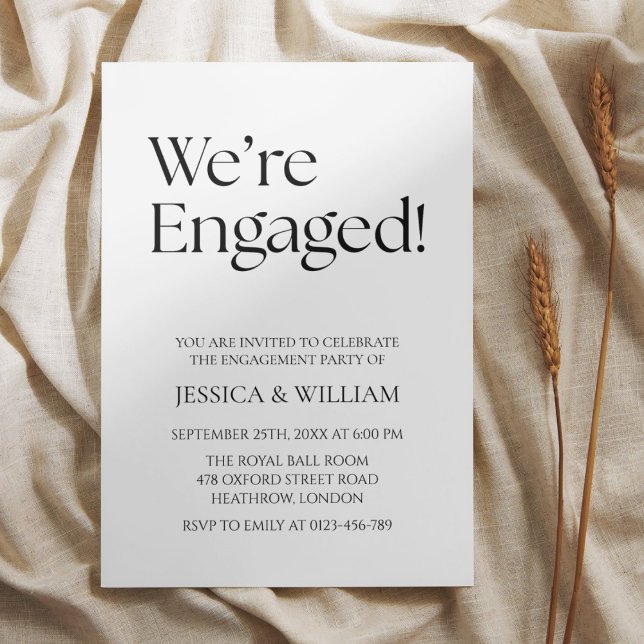 Invitación We're Engaged Minimalist Engagement Party (Subido por el creador)