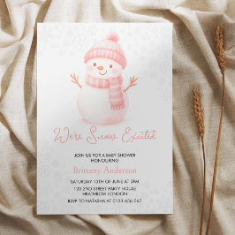 Invitación We're Snow Excited Snowmen Girl Baby Shower