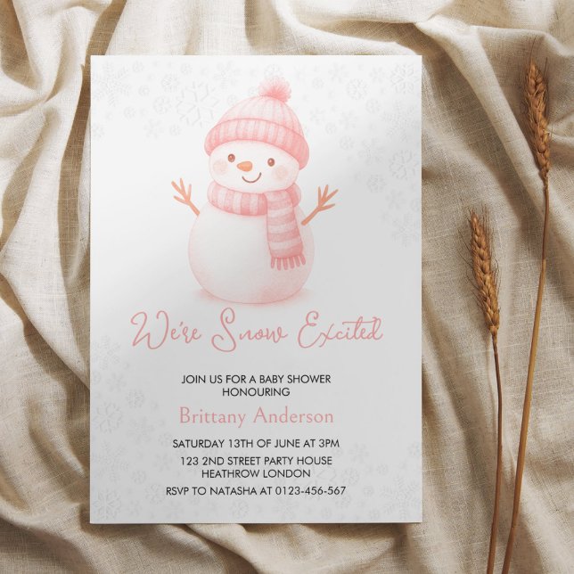 Invitación We're Snow Excited Snowmen Girl Baby Shower (Subido por el creador)