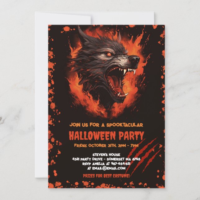 Invitación Werewolf Sangre Gótica Halloween (Anverso)
