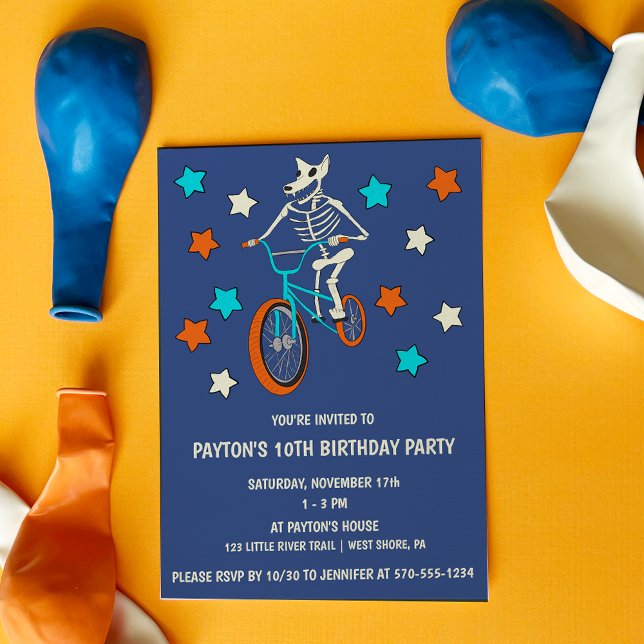 Invitación Werewolf Skeleton on a BMX Bike Boys Birthday (Subido por el creador)