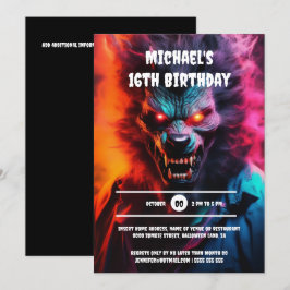 Invitación Werewolf wolf hombre disfraces de halloween fiesta