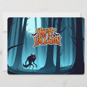 Invitación Werewolf y calabazas de Halloween