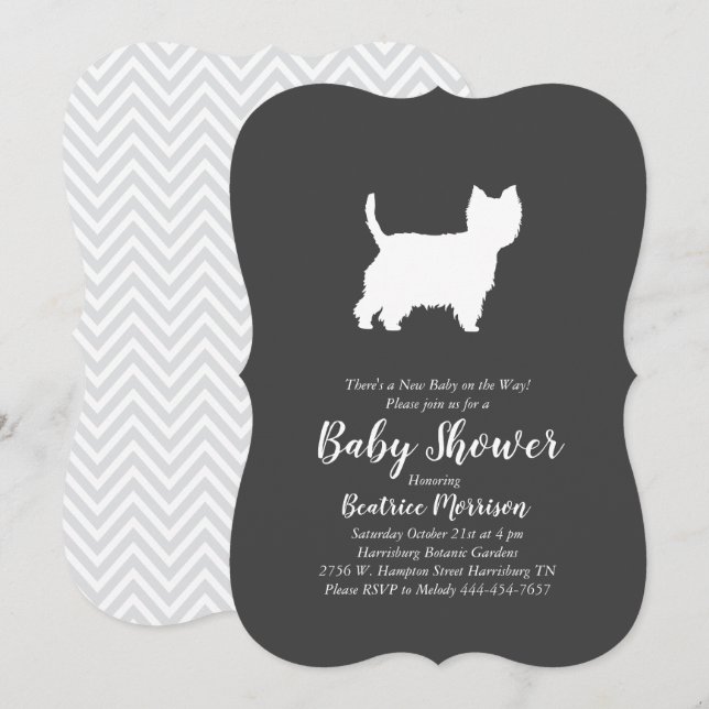 Invitación West Highland Terrier Dog Baby Shower Westie (Anverso / Reverso)
