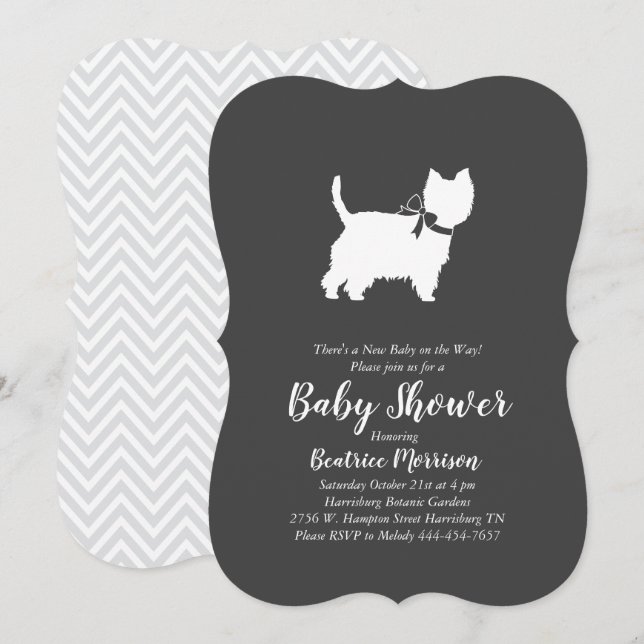Invitación West Highland Terrier Dog Baby Shower Westie (Anverso / Reverso)