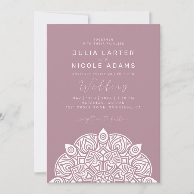 Invitación West Pacific Variant Oval Classic Mandala Wedding (Anverso)