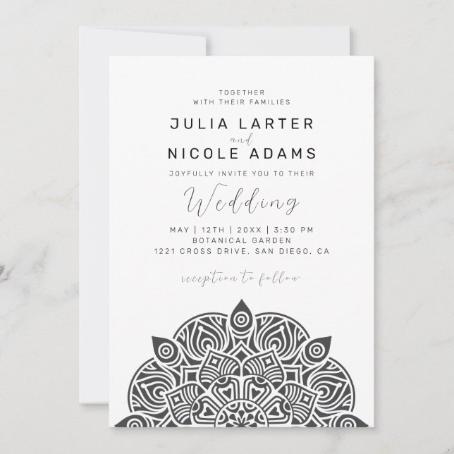 Invitación West Pacific Variant Oval Classic Mandala Wedding (Anverso)