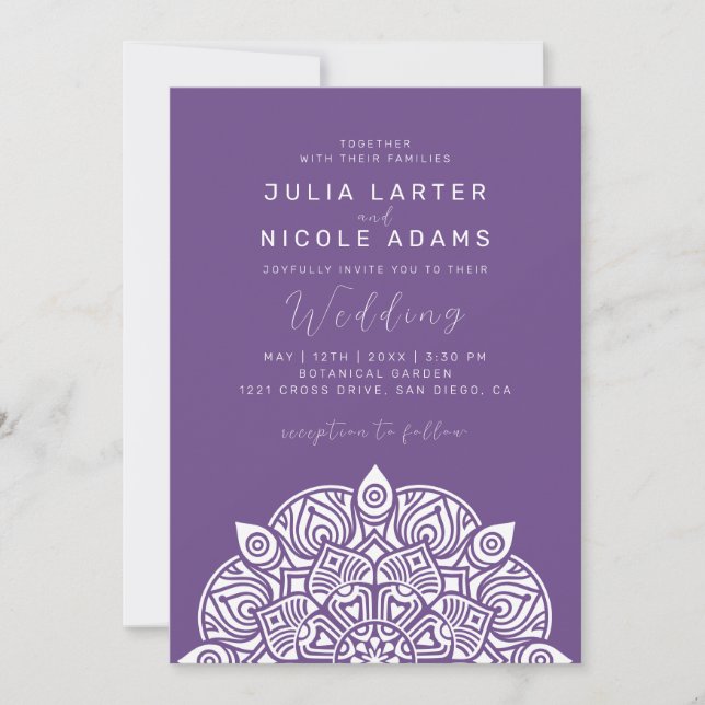 Invitación West Pacific Variant Oval Classic Mandala Wedding (Anverso)
