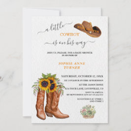 Invitación Western A Little Cowboy Boots Baby Shower