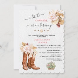 Invitación Western A Little Cowgirl Boots Baby Shower