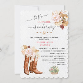 Invitación Western A Little Cowgirl Boots Baby Shower