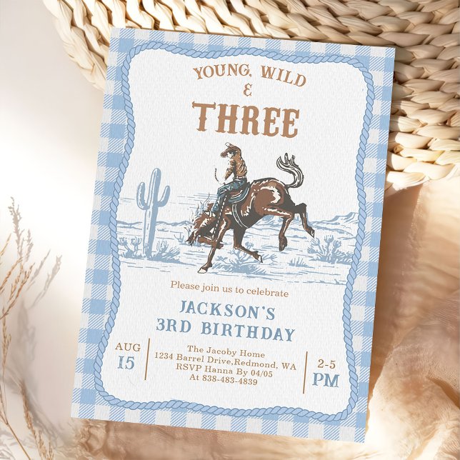 Invitación Western Blue Boys Rodeo 3rd Birthday Invitation  (Subido por el creador)
