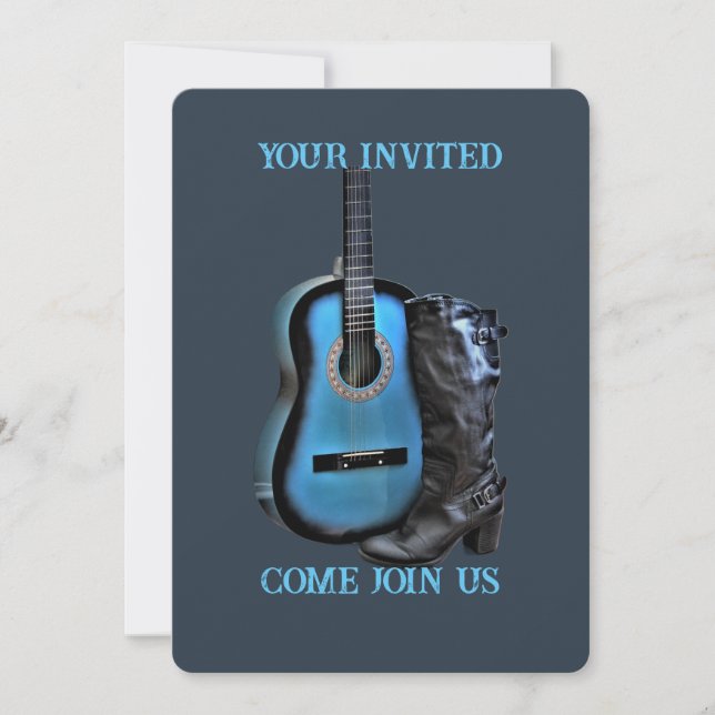 Invitación Western Boot Guitar Invitation (Anverso)