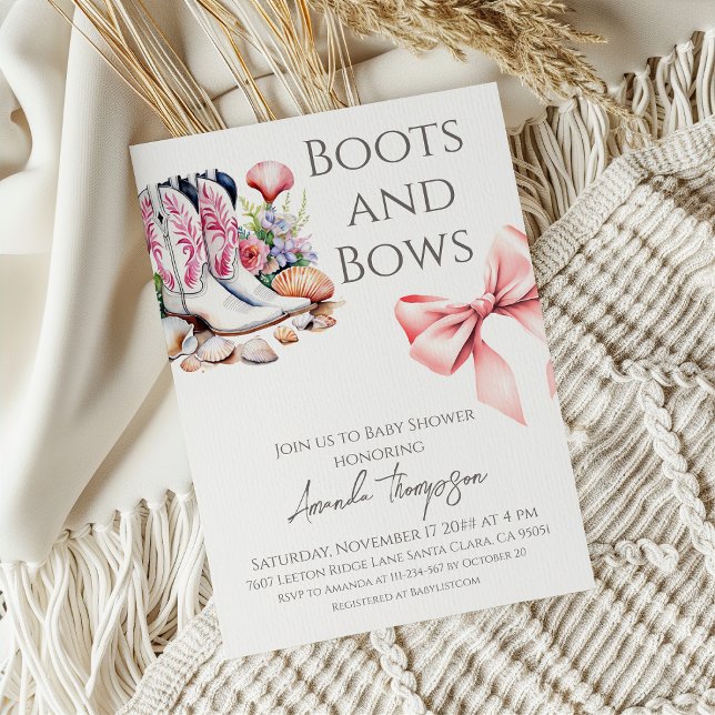 Invitación Western Boots and Bows Pink Girl Baby Shower (Subido por el creador)