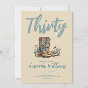 Invitación Western Boots Floral Treinta Aniversario