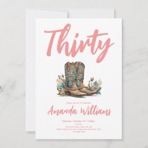Invitación Western Boots Floral Treinta Aniversario