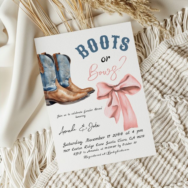Invitación Western Boots or Bows He or She Gender Reveal (Subido por el creador)