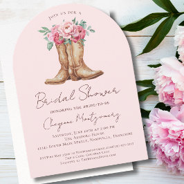 Invitación Western Bridal Shower Blush Pink Elegant Arch