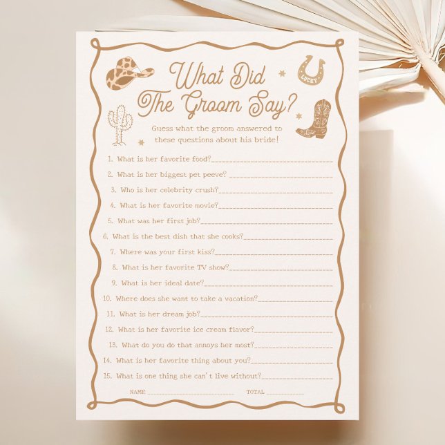 Invitación Western Bridal Shower What Did the Groom Say Game  (Subido por el creador)