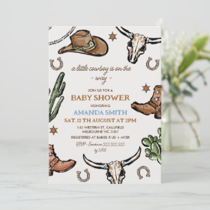 Invitación Western Brown Cowboy Baby Shower