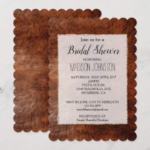 Invitación Western Brown Leather Look Cowgirl