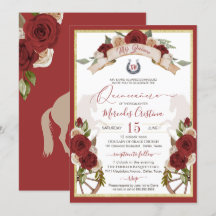 Western Charro Rojo Roses Caballos Florales Quince