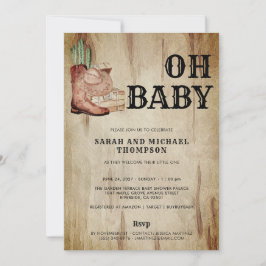 Invitación Western Cowboy Baby Shower Cactus Hat Boots
