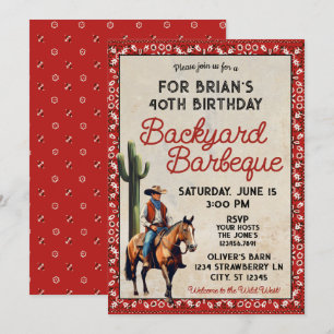 Invitación Western Cowboy Birthday Backyard Barbeque
