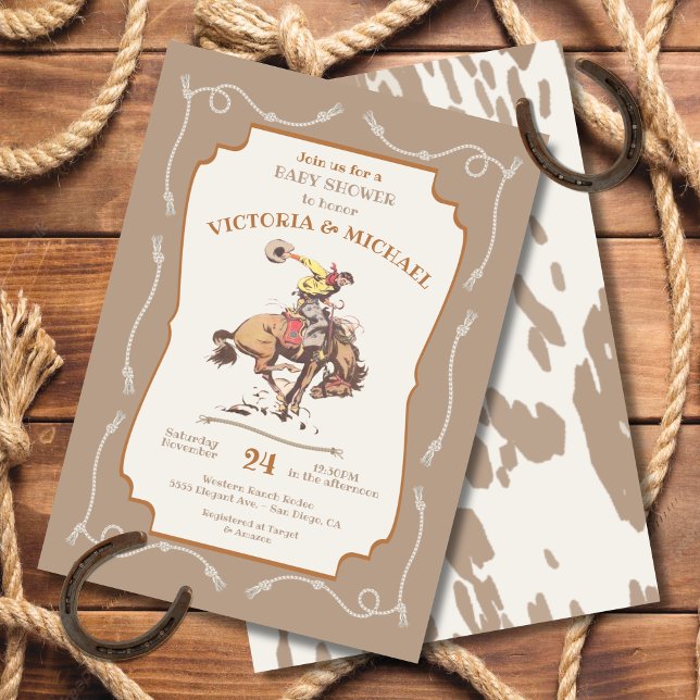 Invitación Western Cowboy Bucking Bronco Baby Shower (Subido por el creador)