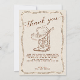 Invitación Western Cowboy Hat and Boots Photo Thank You Card