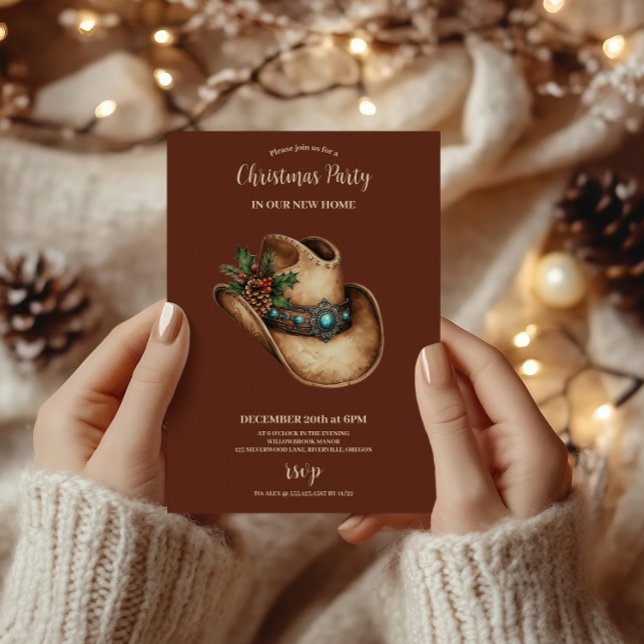 Invitación Western Cowboy Hat Christmas 9 Photo   (Subido por el creador)